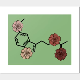Floral Melatonin Molecule Posters and Art